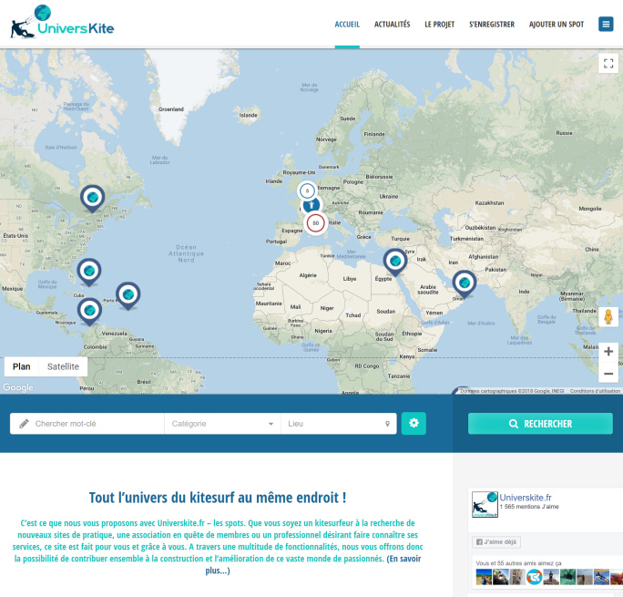 Spots.universkite creation site internet kitesurf service digital